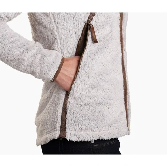 Kuhl Flight Jacket Hoodie Women's Small Stone Faux Fur Fleece Full Zip $189 MSRP - Picture 7 of 14